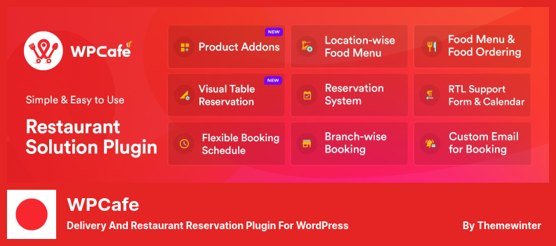 WPCafe Plugin - Delivery and Restaurant Reservation Plugin For WordPress