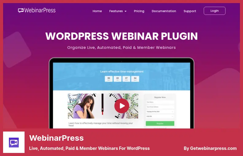 WebinarPress Plugin - Live, Automated, Paid & Member Webinars For WordPress