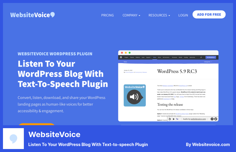 WebsiteVoice Plugin - Listen to Your WordPress Blog With Text-to-speech Plugin