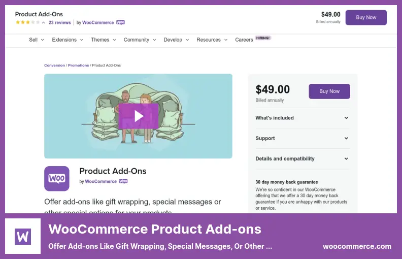 WooCommerce Product Add-ons Plugin - Offer Add-ons Like Gift Wrapping, Special Messages, or Other Special Options for Your Products