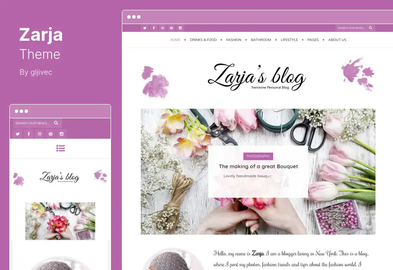 Zarja Theme - Feminine WordPress Blog Theme