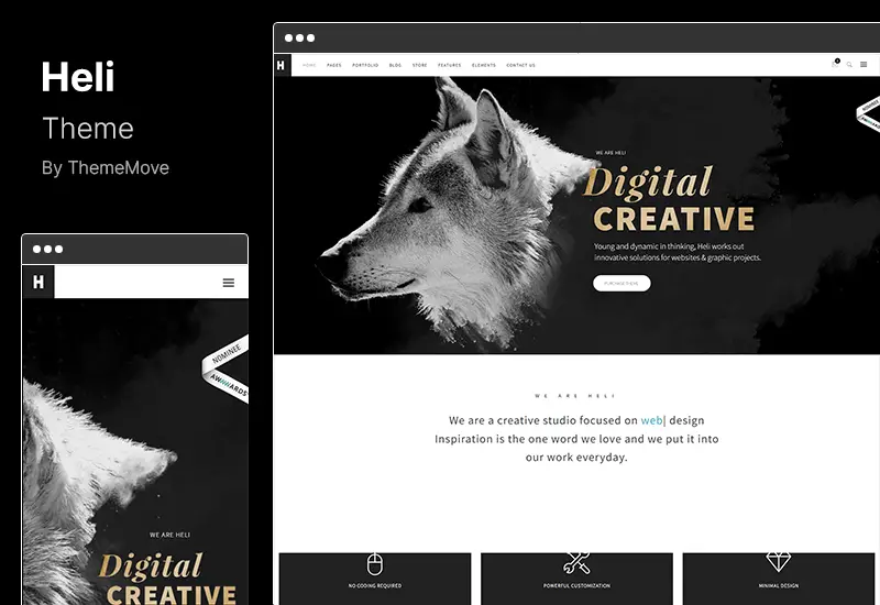 Heli Theme - Minimal Creative Black White WordPress Theme