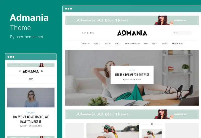 Admania Theme - Adsense With Gutenberg Compatibility WordPress Theme