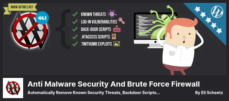 Anti Malware Security and Brute Force Firewall Plugin - Automatically Remove Known Security Threats, Backdoor Scripts, and Database Injections