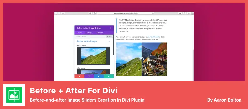 Before + After for Divi Plugin - Before-and-after Image Sliders Creation in Divi Plugin