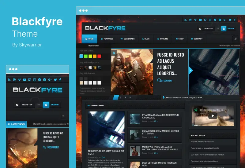 Blackfyre Theme - Create Your Own Gaming Community WordPress Theme
