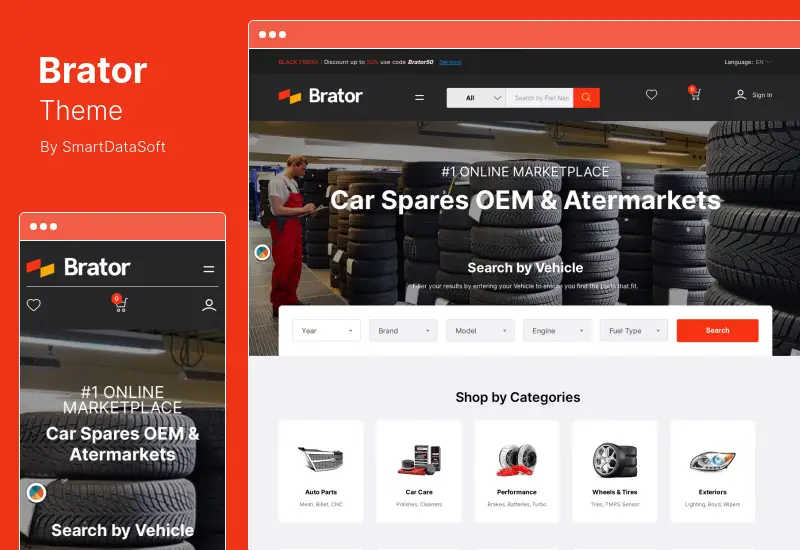 Brator Theme - Auto Parts WooCommerce WordPress Theme
