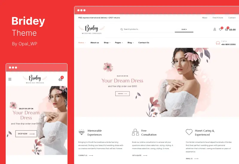 Bridey Theme - Bridal Store WooCommerce WordPress Theme