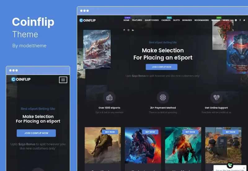 Coinflip Theme - Casino Affiliate & Gambling WordPress Theme