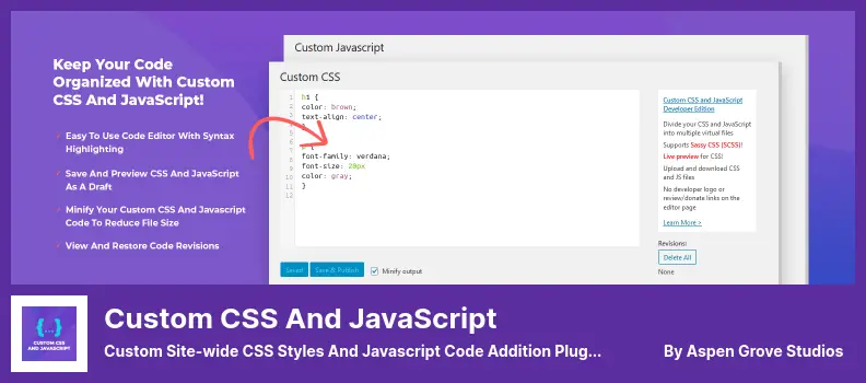 Custom CSS and JavaScript Plugin - Custom Site-wide CSS Styles and Javascript Code Addition Plugin
