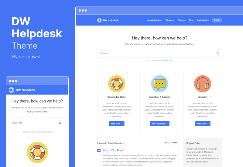 DW Helpdesk Theme - Knowledge Base / Q&A / FAQ WordPress Theme