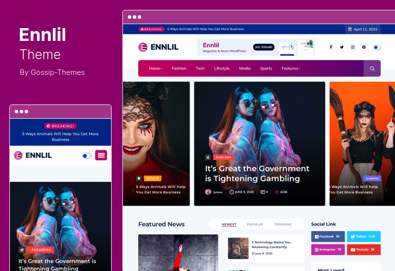 Ennlil Theme - Modern Magazine WordPress Theme