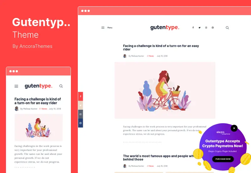 Gutentype Theme - Modern Personal Blog WordPress Theme Made With Gutenberg