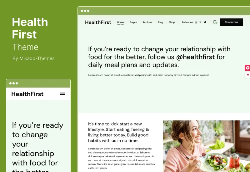 HealthFirst Theme - Nutrition and Recipes WordPress Theme