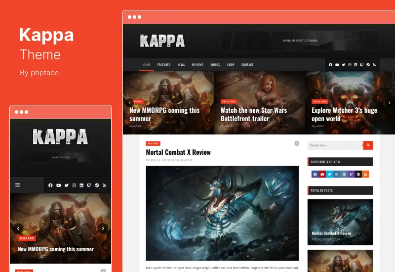 Kappa Theme - A Gaming WordPress Theme