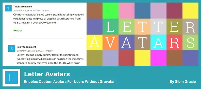 Letter Avatars Plugin - Enables Custom Avatars for Users Without Gravatar