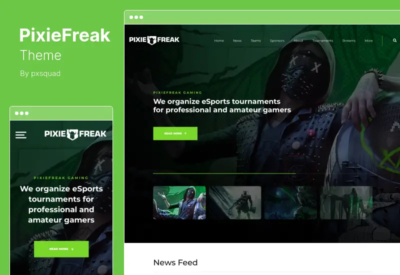 PixieFreak Theme - eSports Gaming WordPress Theme for Teams Tournaments