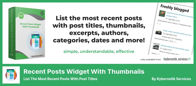 Recent Posts Widget With Thumbnails Plugin - List the Most Recent Posts With Post Titles