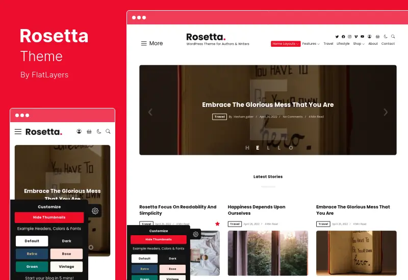 Rosetta Theme - Minimalist & Typography Based WordPress Blog Theme