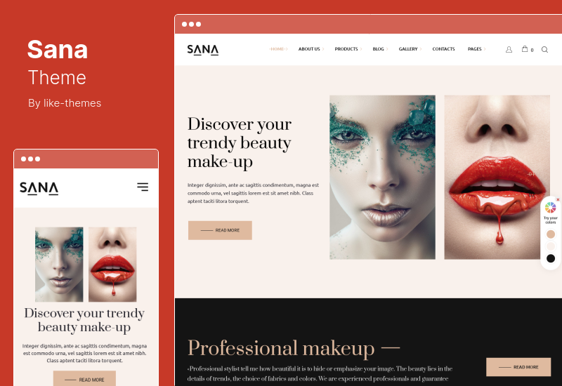 Sana Theme - Fashion Stylist, Beauty Salon Makeup Artist WordPress Theme