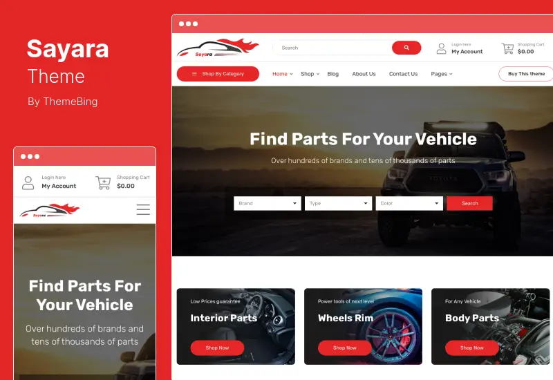 Sayara Theme - Auto Parts Store WooCommerce WordPress Theme