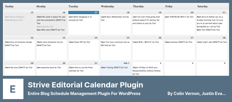 Editorial Calendar Plugin - Entire Blog Schedule Management Plugin for WordPress