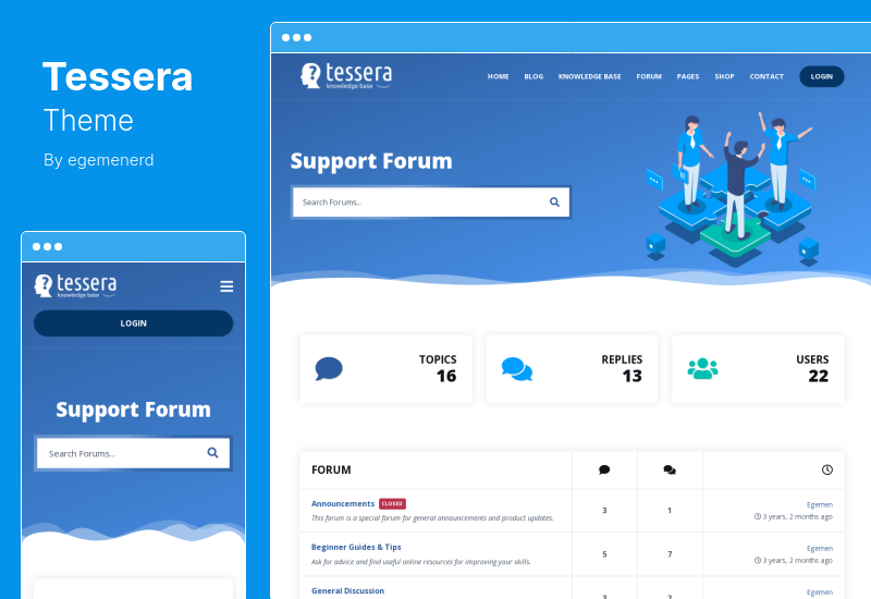 Tessera Theme - Knowledge Base  Support Forum WordPress Theme