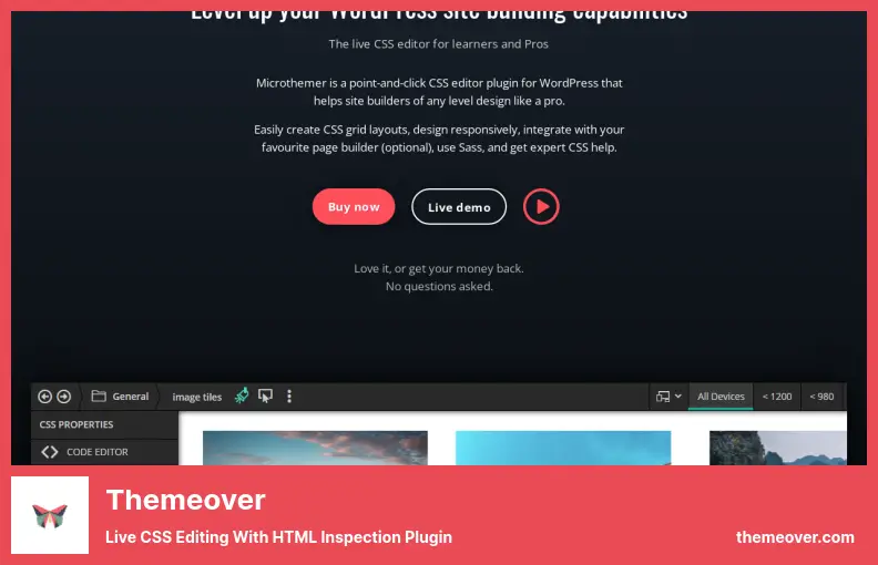 Themeover Plugin - Live CSS Editing with HTML Inspection Plugin
