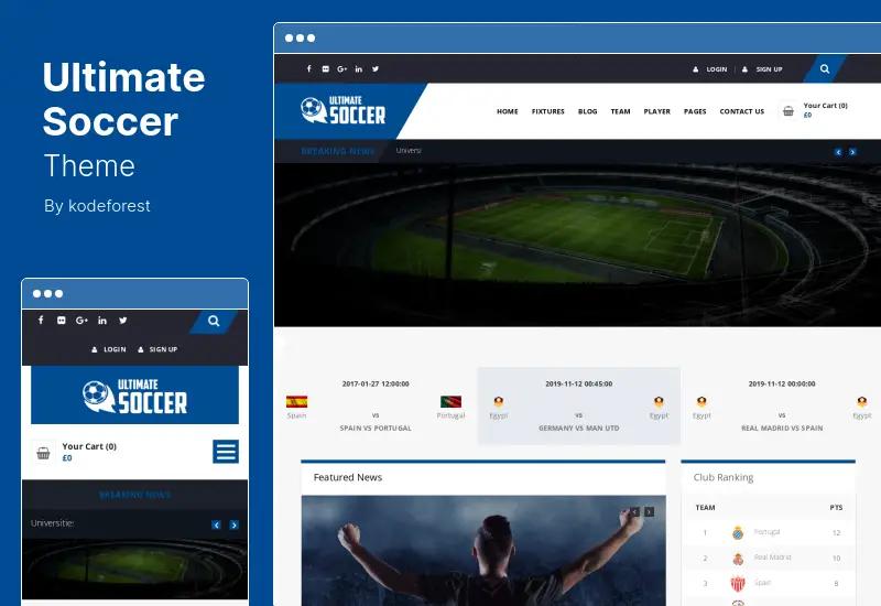 Ultimate Soccer Theme - Sports Club and News Magazine WordPress Theme