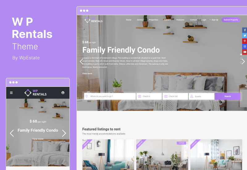 WP Rentals Theme - Booking Accommodation WordPress Theme