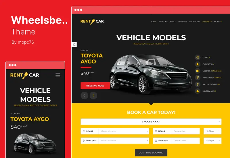 Wheelsberry Theme - Car Rental Landing Page WordPress Theme