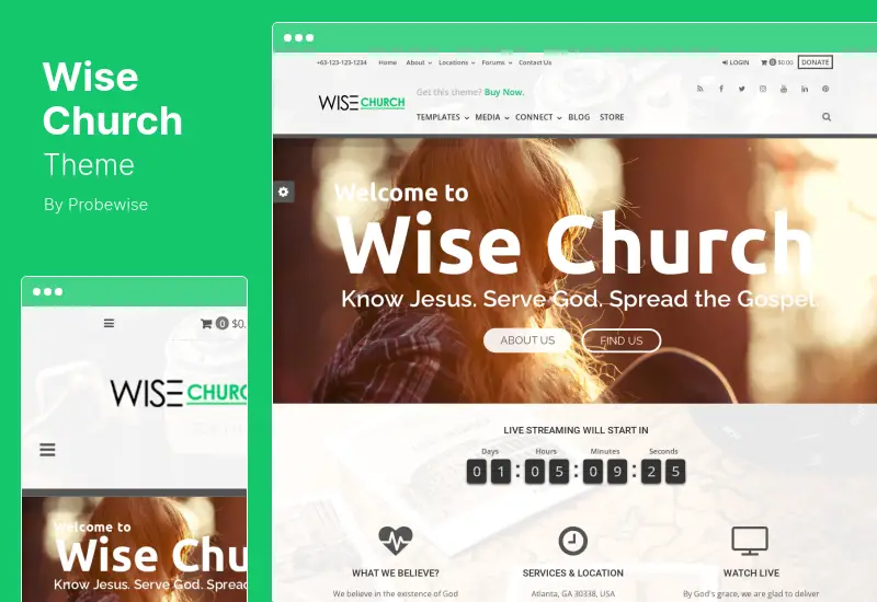 Wise Church Theme - Multipurpose Online Ministry WordPress Theme