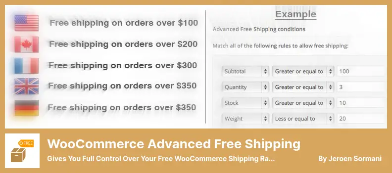 WooCommerce Advanced Free Shipping Plugin - Gives You Full Control Over Your Free WooCommerce Shipping Rates