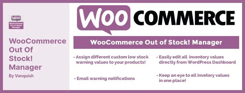 WooCommerce Out of Stock! Manager Plugin - Custom Warning Low Stock Values Plugin For WordPress