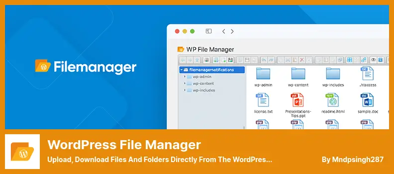 WordPress File Manager Plugin - Upload, Download Files and Folders Directly From The WordPress Backend