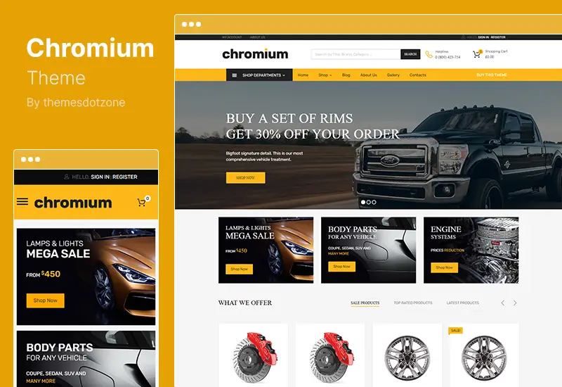 Chromium Theme - Auto Parts Shop WordPress Elementor WordPress Theme