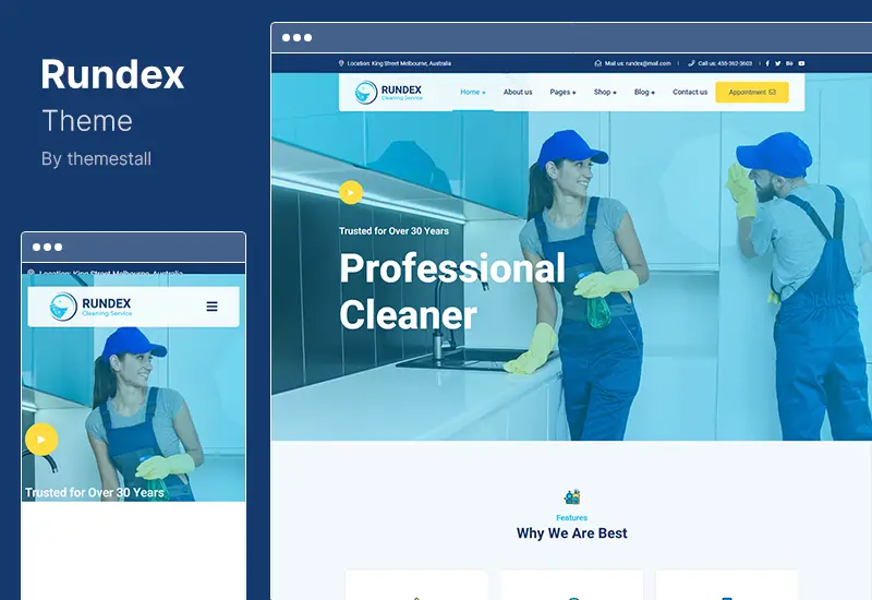 Rundex Theme - Cleaning Services WordPress Theme