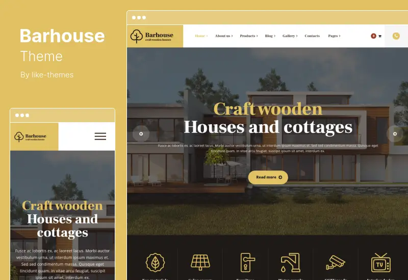 Barhouse Theme - Wooden House Construction and Woodworks WordPress Theme