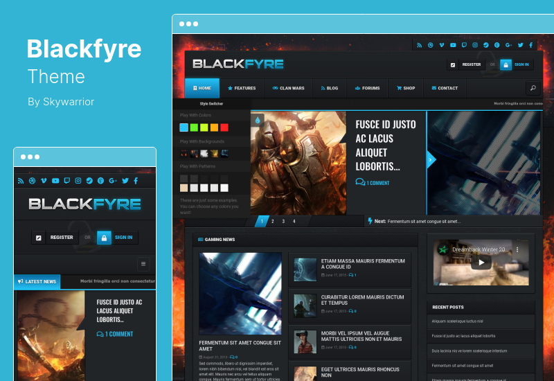 Blackfyre Theme - Create Your Own Gaming Community WordPress Theme