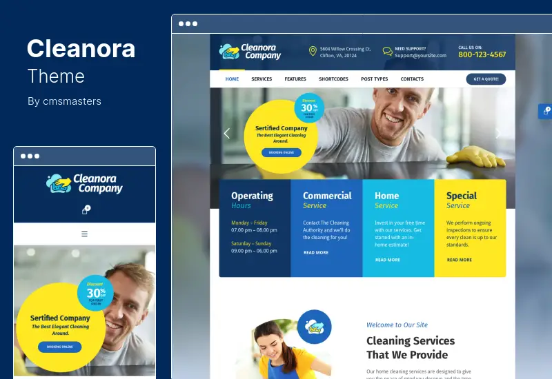 Cleanora Theme - Cleaning Services WordPress Theme