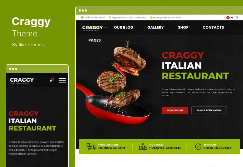 Craggy Theme - Food Delivery, Services & Bitcoin Crypto Currency Multipurpose WordPress Theme