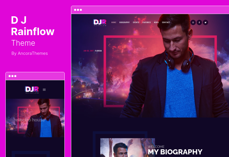 DJ Rainflow Theme - A Music Band & Musician WordPress Theme
