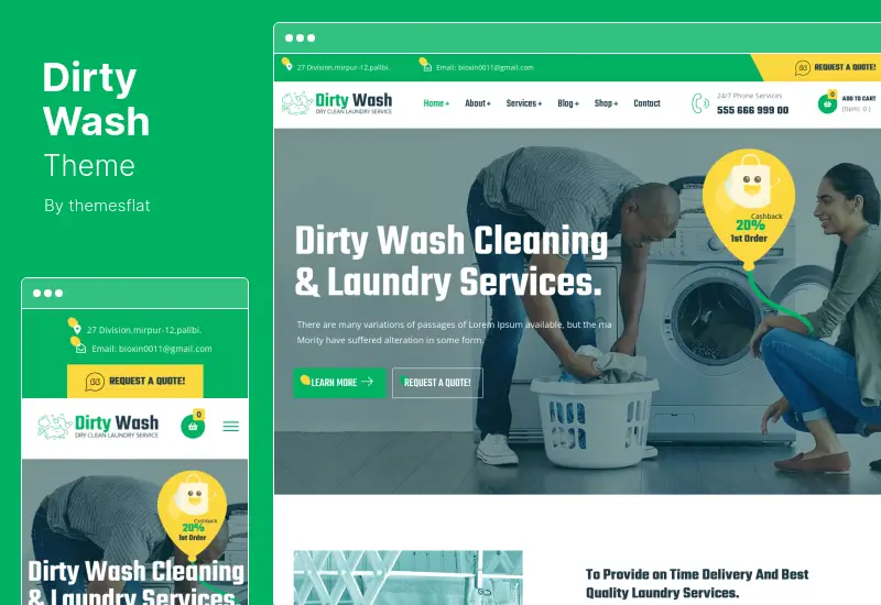 DirtyWash Theme - Laundry Service WordPress Theme