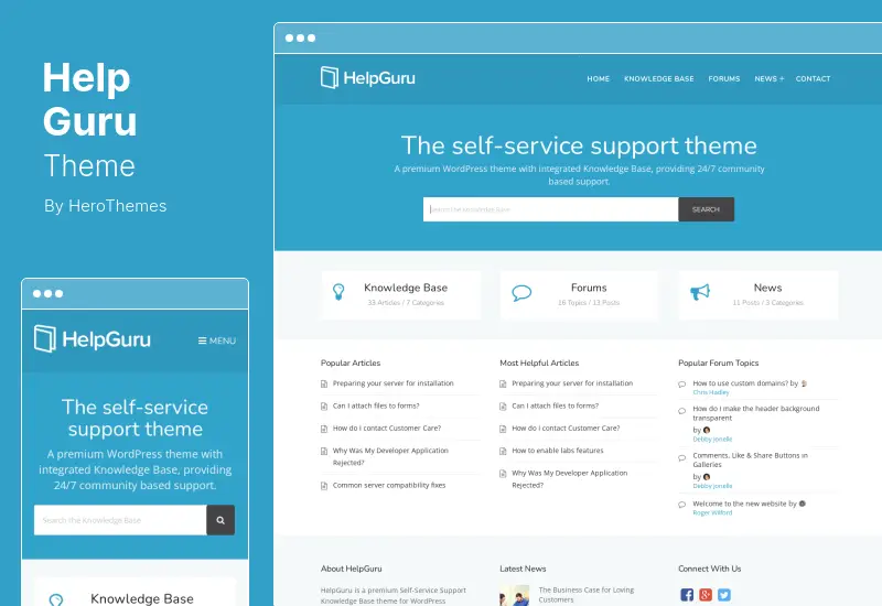 HelpGuru Theme - A Self Service Knowledge Base WordPress Theme