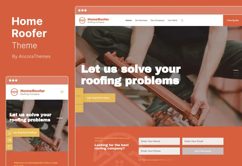 HomeRoofer Theme - Roofing Company Services & Construction WordPress Theme