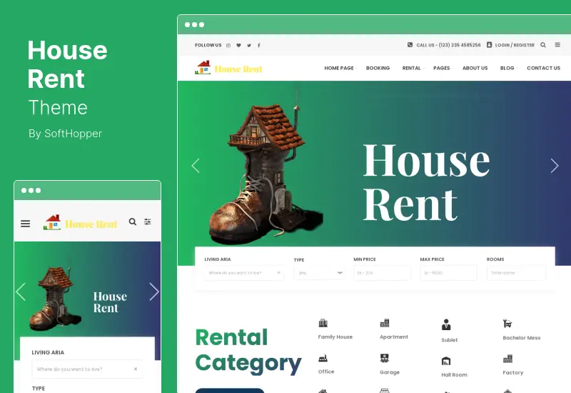 HouseRent Theme - Multi Concept Rental WordPress Theme
