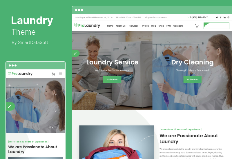 Laundry Theme - Laundry, Dry Cleaning Services WordPress Theme