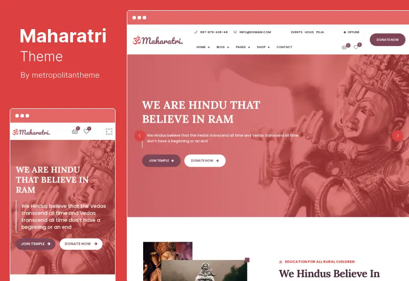 Maharatri Theme - Hindu Temple WordPress Theme