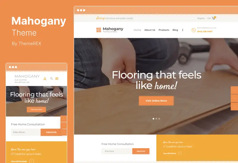 Mahogany Theme - Carpenting Woodwork  Flooring Company WordPress Theme
