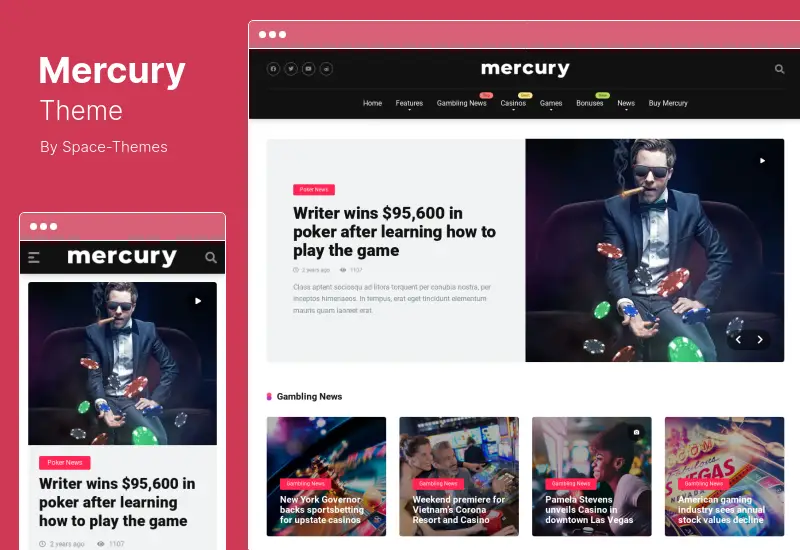 Mercury Theme - Affiliate WordPress Theme for Casino, Gambling & Other Niches, Reviews & News